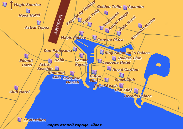 Карта отелей Эйлата